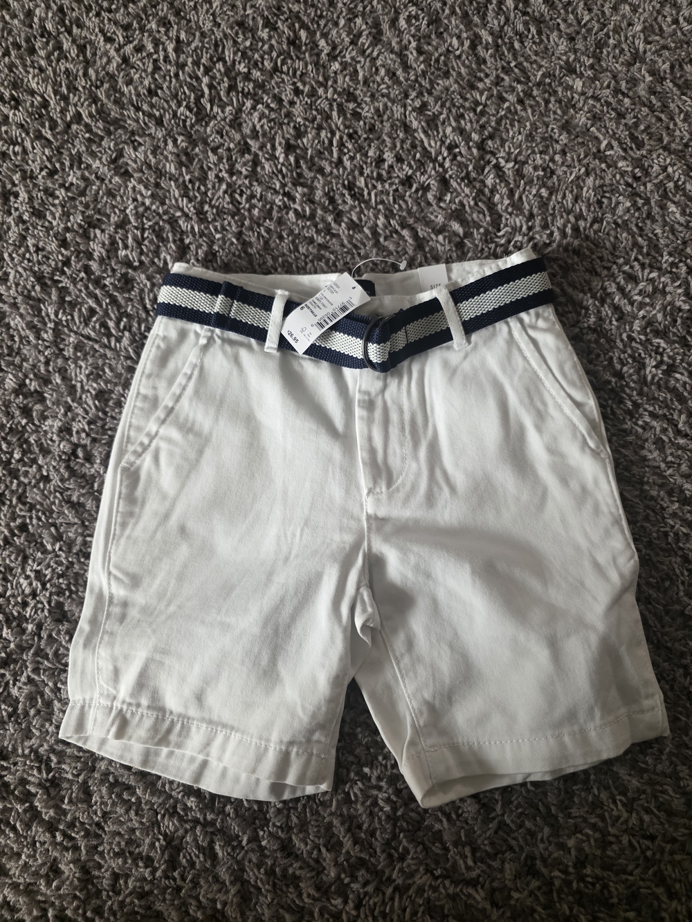 Children Place White Shorts with Navy Striped Belt